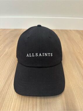 All Saints Black Script Logo 6 Panel Baseball Cap